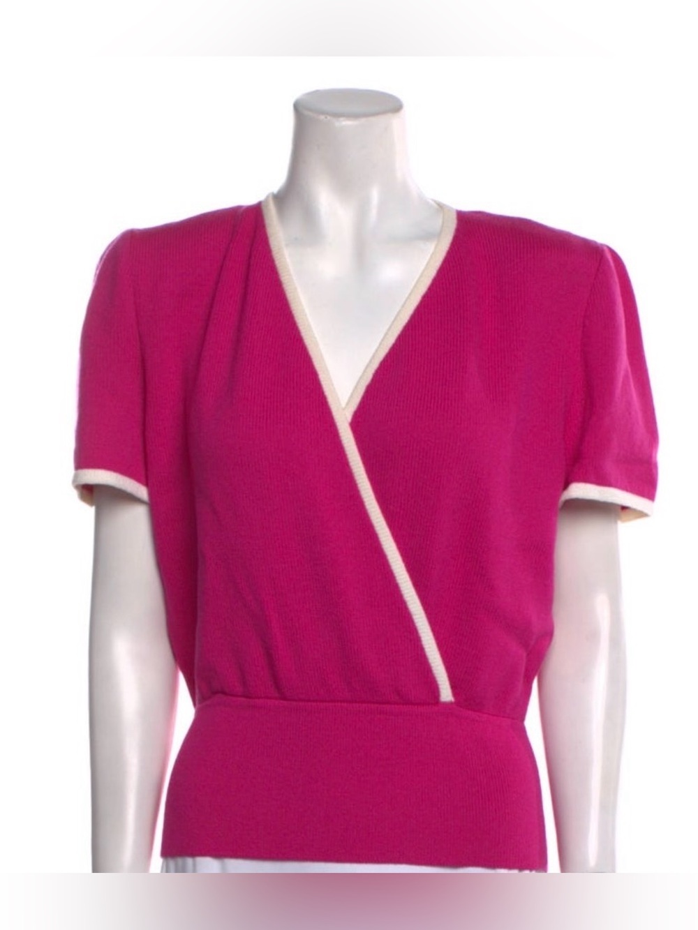 St. John Collection Fuchsia Wool Blend Sweater Top Size Medium